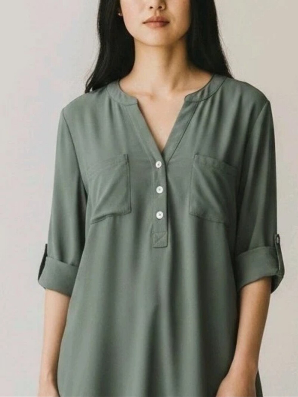 Anne Klein Like New Henley Tunic Top